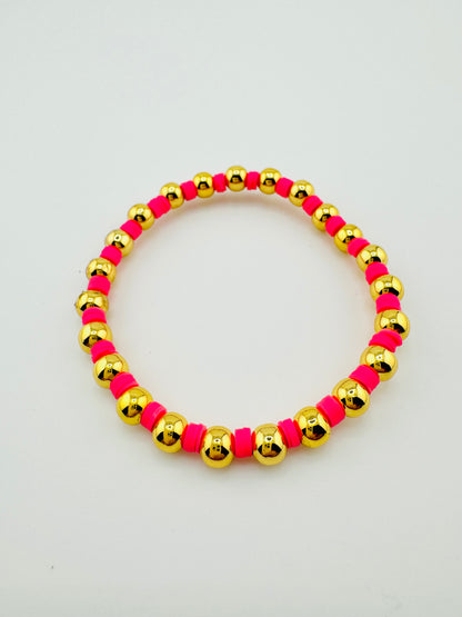 Victoria hot pink and gold filled bracelet