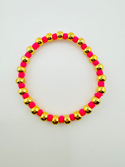 Victoria hot pink and gold filled bracelet