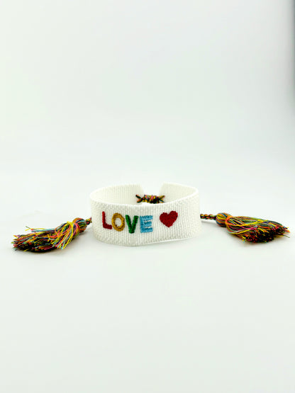 Sheila love multicolor woven cream adjustable bracelet