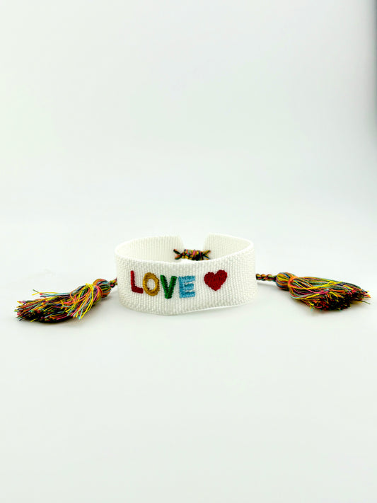 Sheila love multicolor woven cream adjustable bracelet
