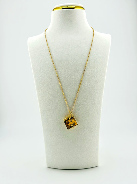 Melanie notebook necklace locket 18k gold filled  "I love u to the moon and back "