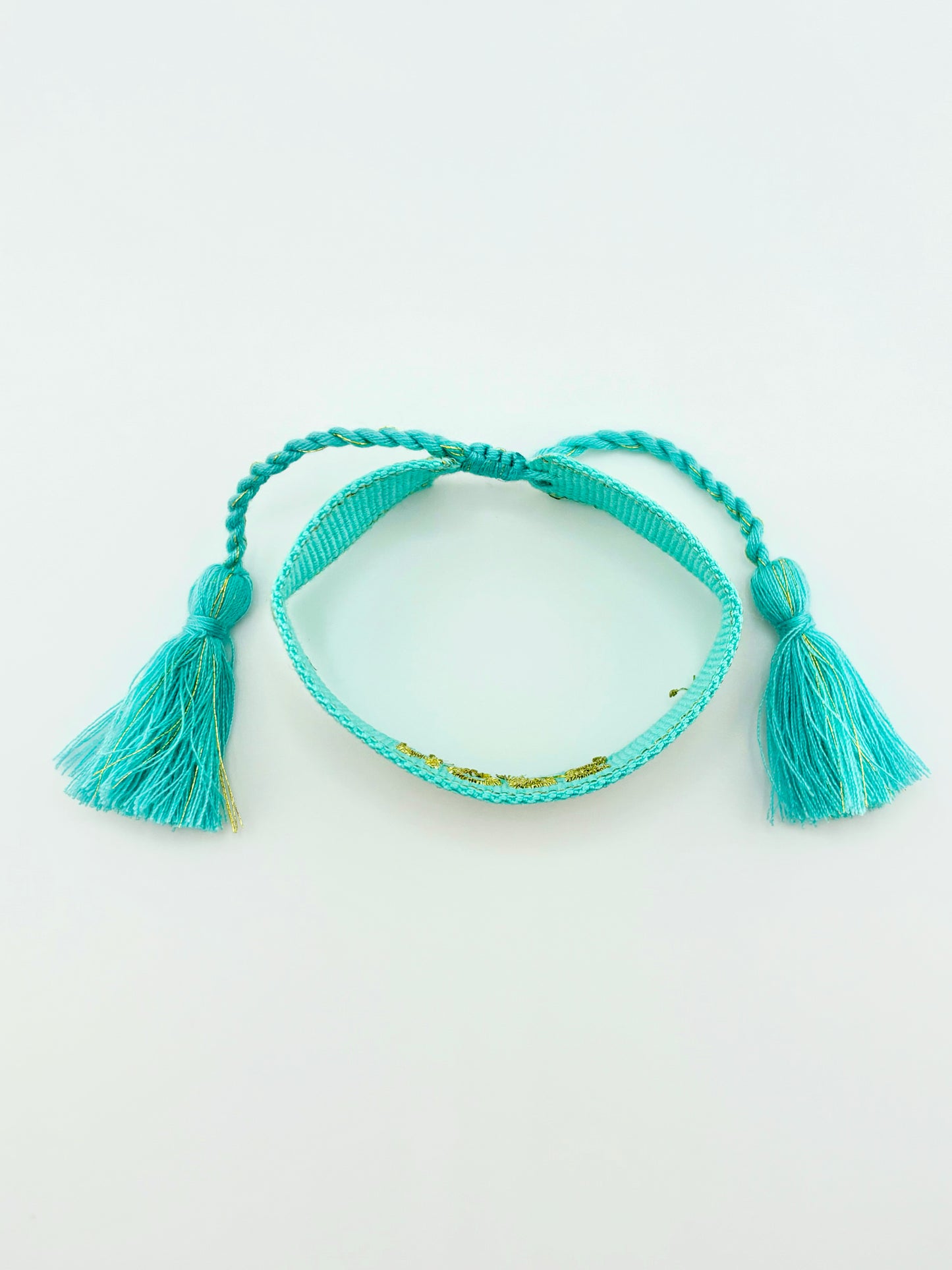 Hope turquoise and gold woven adjustable bracelet