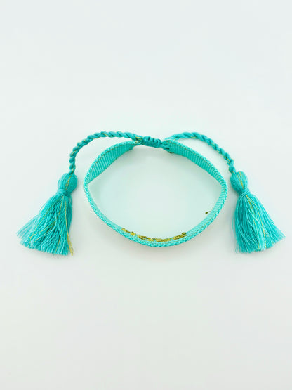 Hope turquoise and gold woven adjustable bracelet