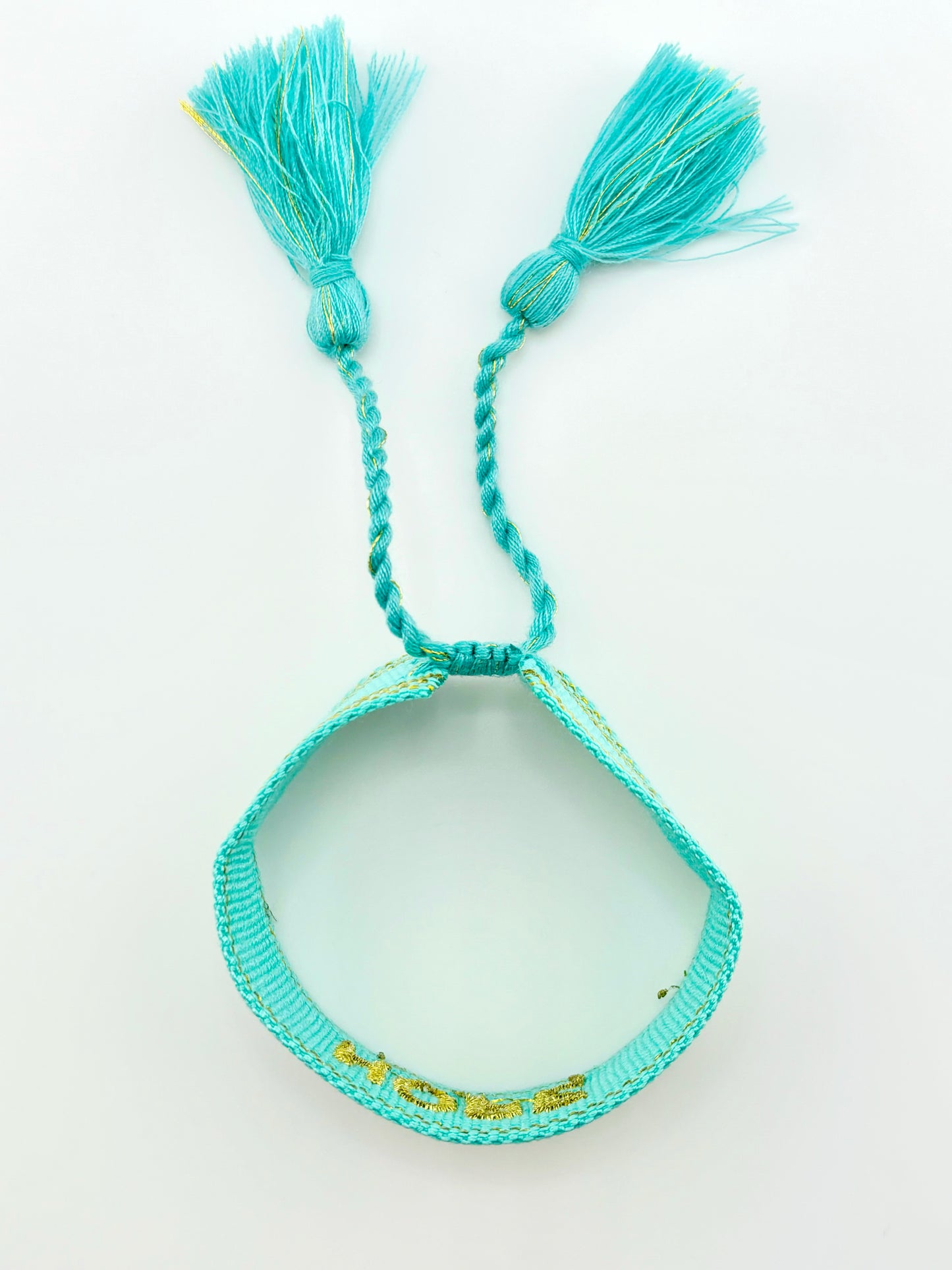 Hope turquoise and gold woven adjustable bracelet
