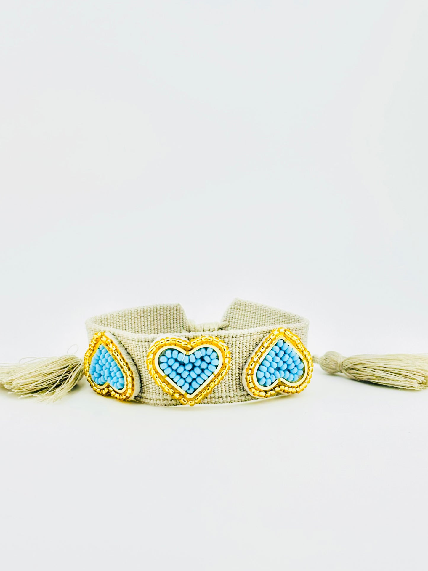 Kesha blue beaded heart adjustable bracelet
