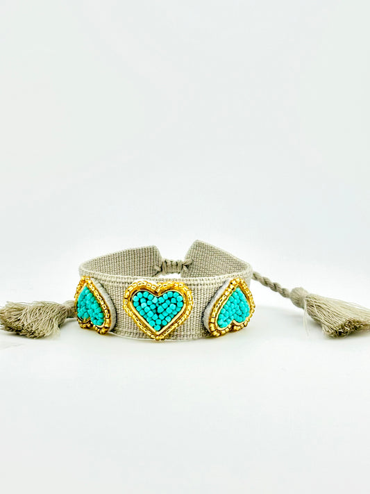 Kesha turquoise beaded heart adjustable bracelet