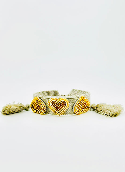 Kesha gold beaded heart adjustable bracelet
