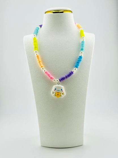 Cinnamonn roll rainbow beaded necklace