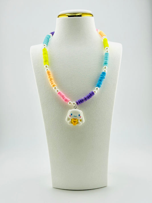 Cinnamonn roll rainbow beaded necklace