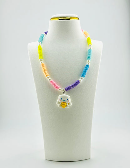 Cinnamonn roll rainbow beaded necklace