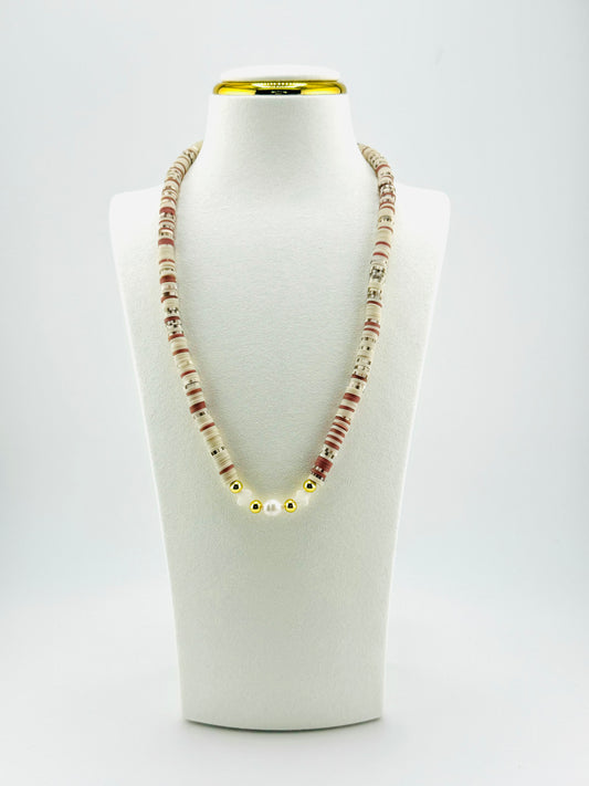 Patricia clay bead and fresh water pearls necklace