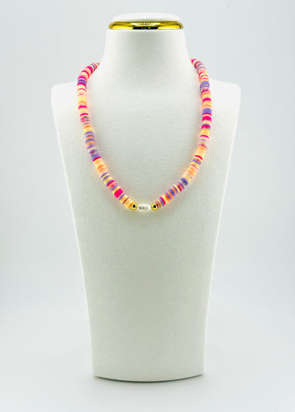 Luana colorful necklace with fresh water pearls