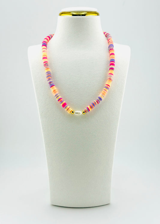Luana colorful necklace with fresh water pearls