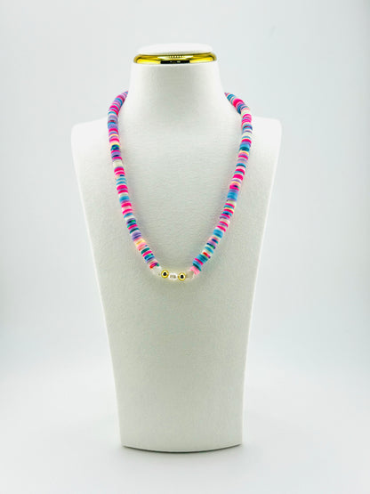 Harper fresh water pearls necklace and blue clay beads