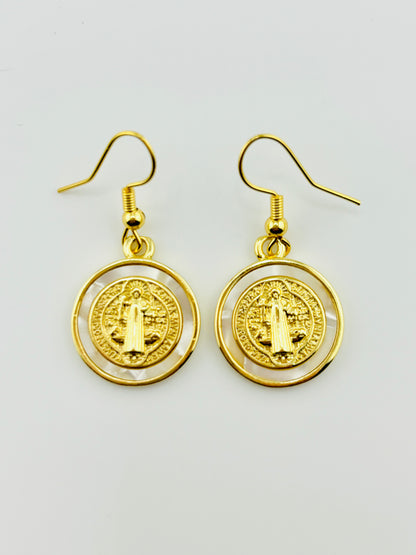 San Benito 18k gold filled and mother of pearl dangle earrings