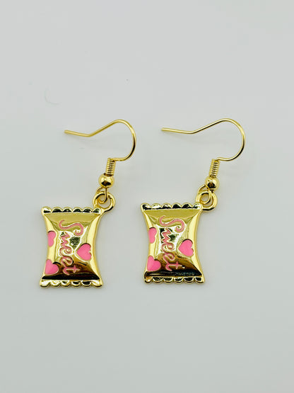 Candie 18k gold filled pink dangling earrings