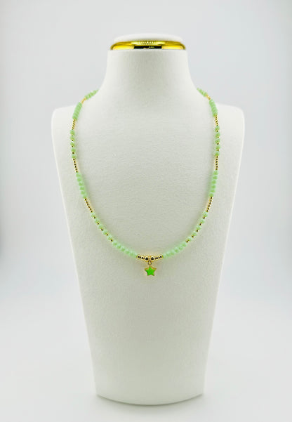 Isabella green beaded 18k gold filled necklace