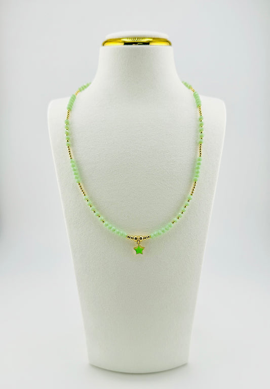 Isabella green beaded 18k gold filled necklace