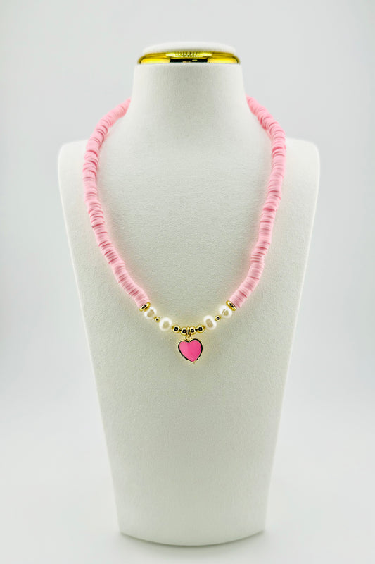 Ivy pink heart 18k gold filled necklace