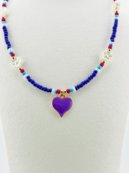 Abigail beaded purple necklace