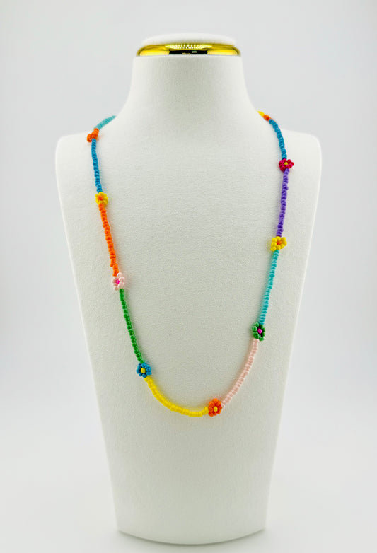 Aurora beaded flower necklace