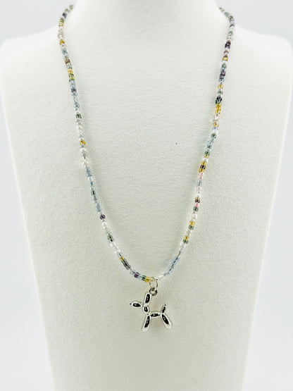 Riley silver beaded dog necklace