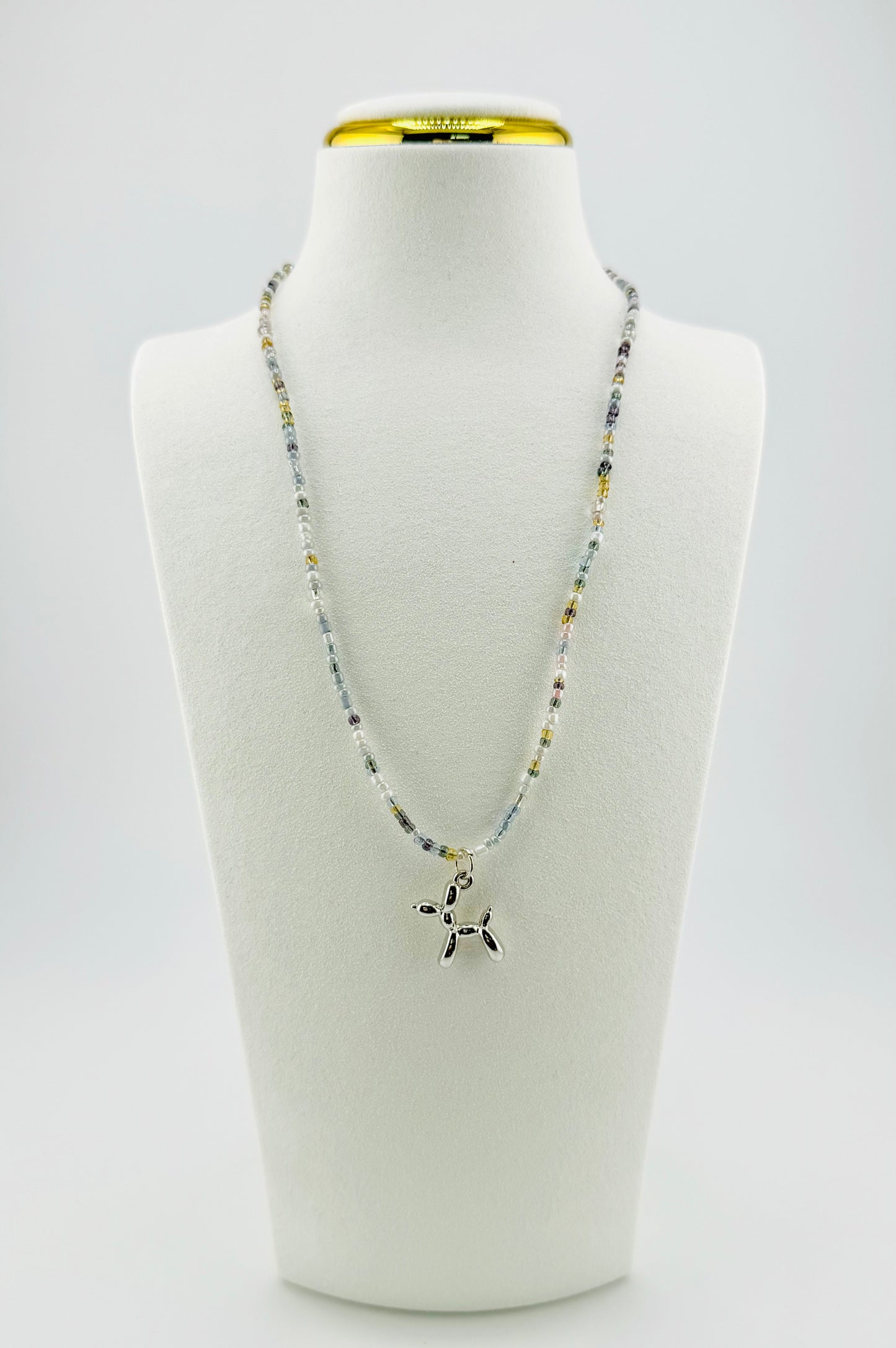 Riley silver beaded dog necklace