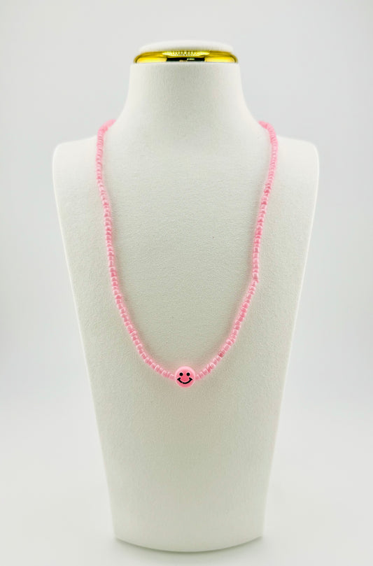 Eiliana pink happy face necklace