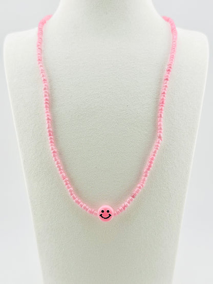 Eiliana pink happy face necklace