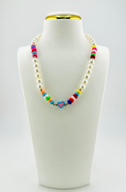 Emilia faux pearls and colorful beaded necklace
