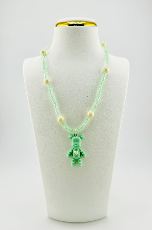 Maya green bear necklace