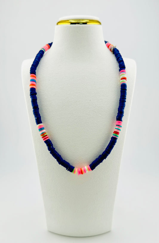 Natalia navy clay beaded necklace