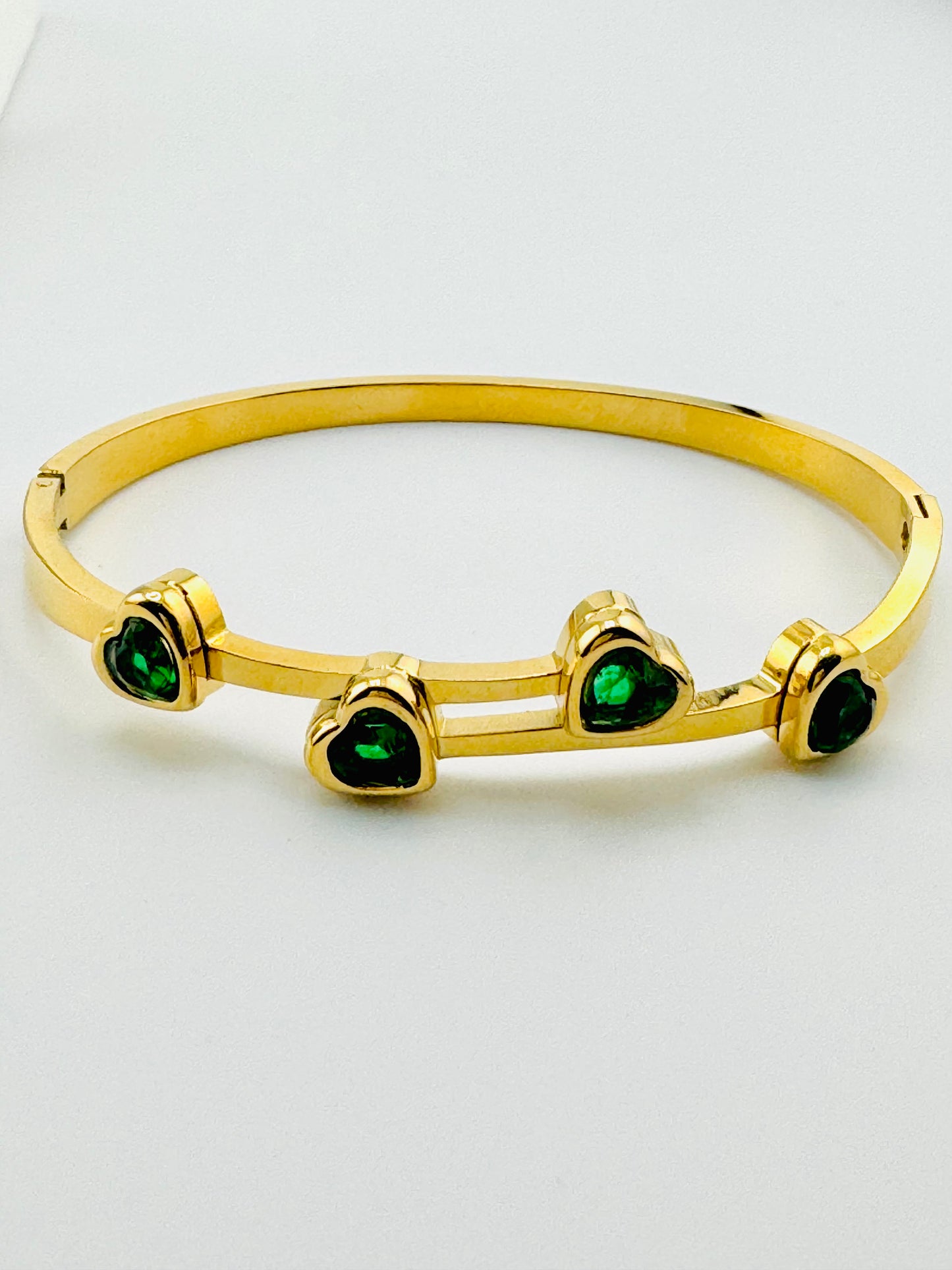 Sadie green rhinestone stainless Steel bangle bracelet