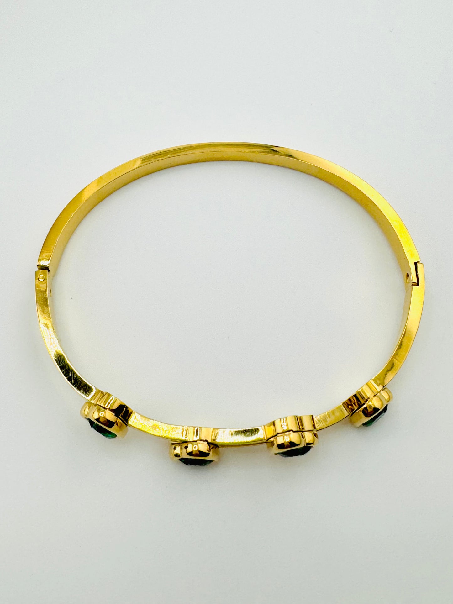 Sadie green rhinestone stainless Steel bangle bracelet