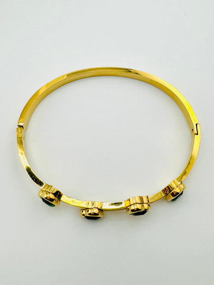 Sadie green rhinestone stainless Steel bangle bracelet