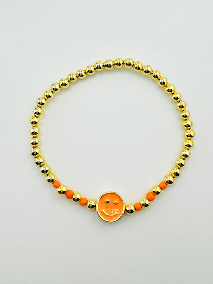 Brooklyn happy face in gold filled bracelet