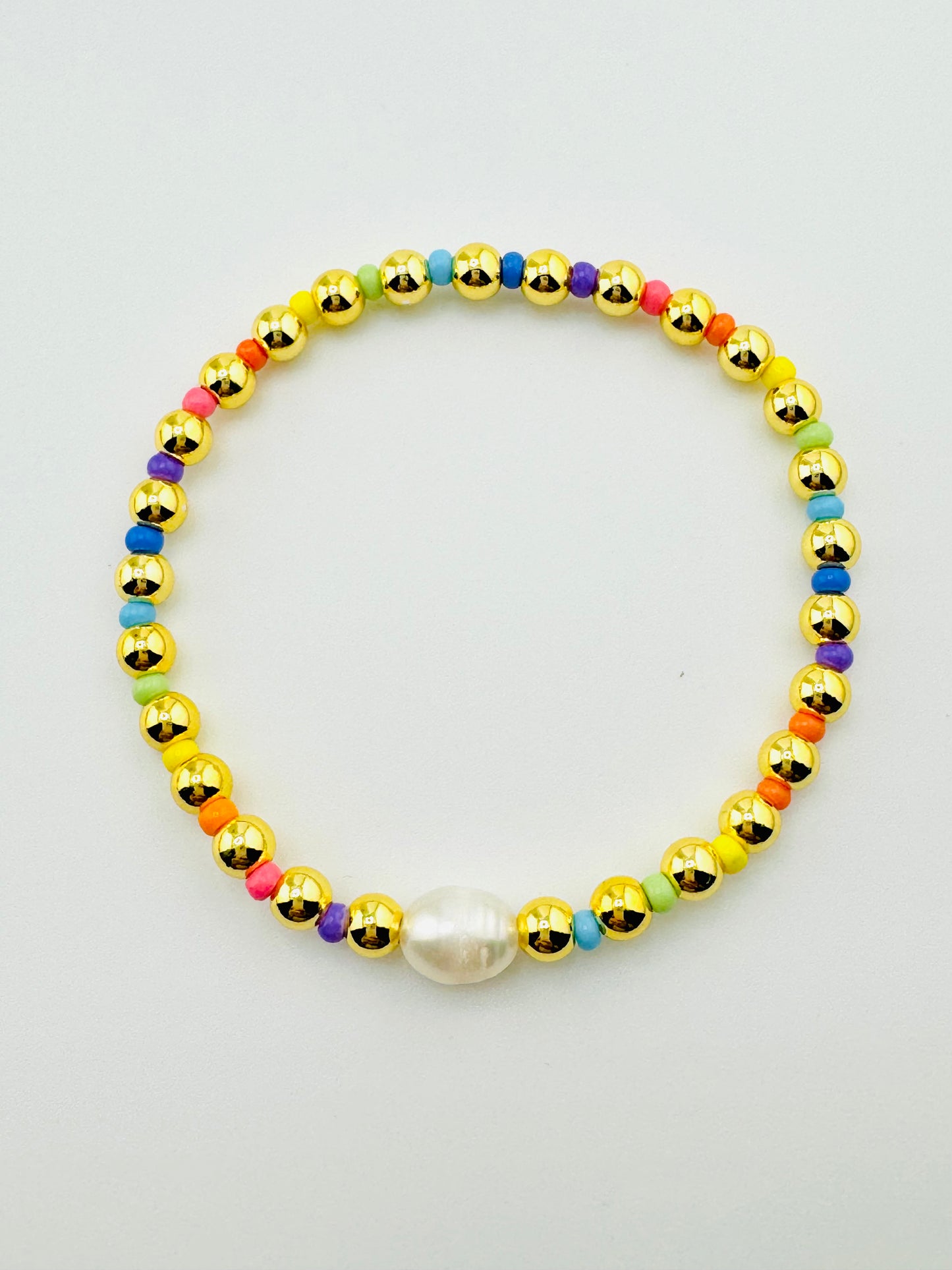 Kennedy rainbow color beads in gold filled bracelet