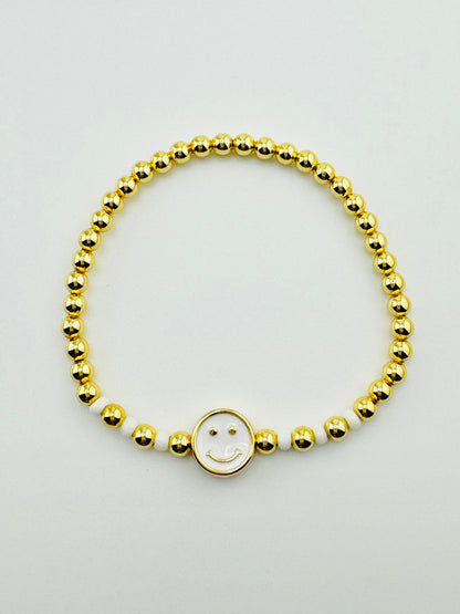 Caroline white happy face and gold filled bracelet