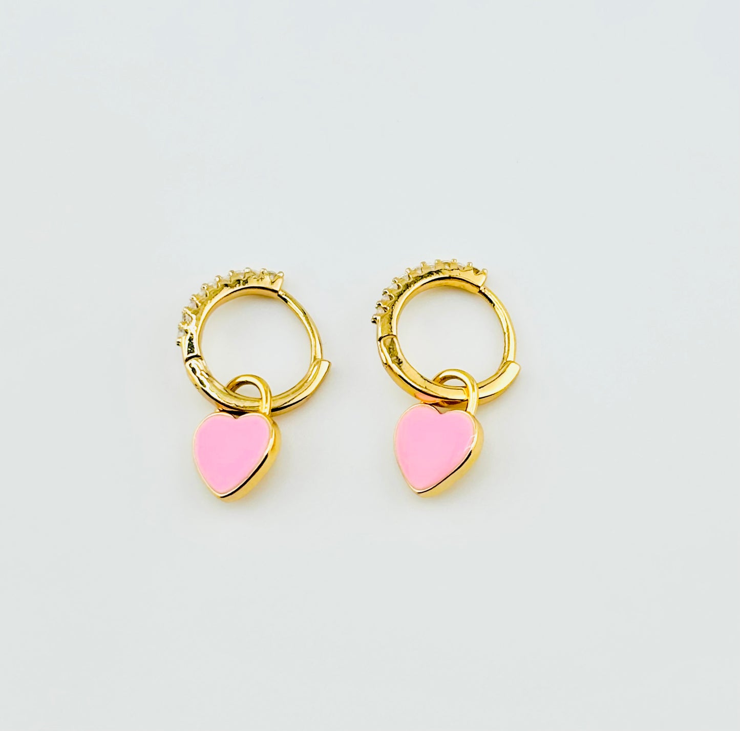Paulina enamel heart 18k gold filled and cubic zirconia earrings