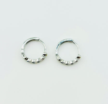 Luisa 925 sterling hoop earrings with blue rhinestones