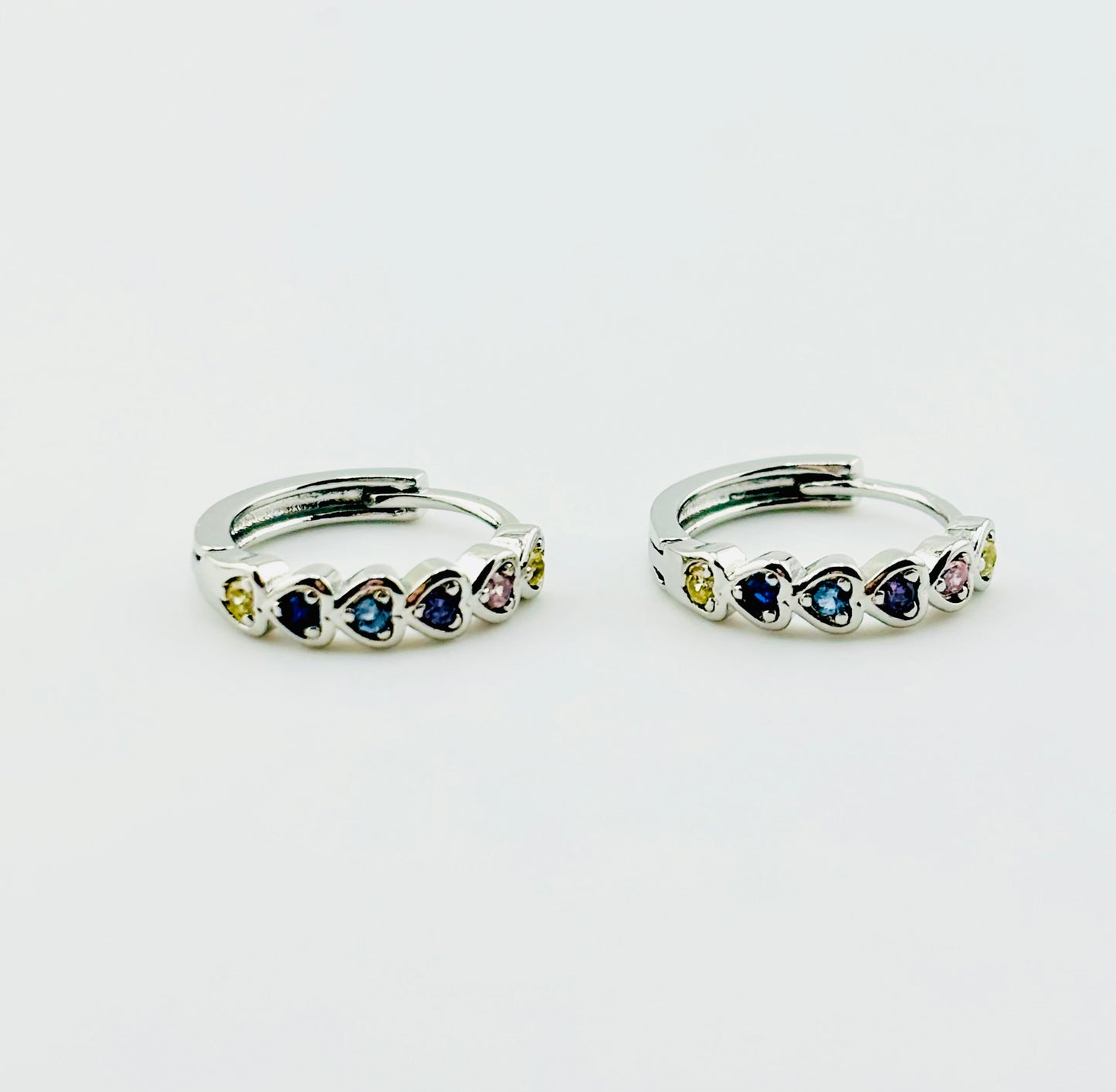 Luisa 925 sterling hoop earrings with blue rhinestones