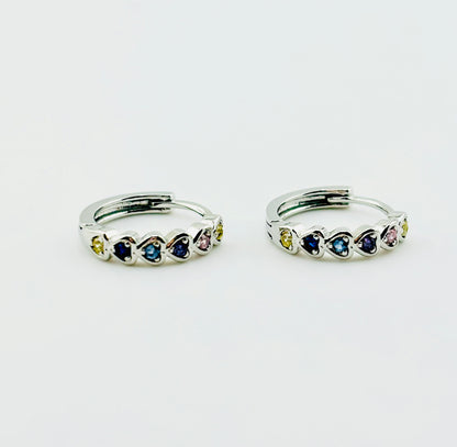 Luisa 925 sterling hoop earrings with blue rhinestones