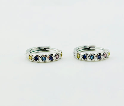 Luisa 925 sterling hoop earrings with blue rhinestones