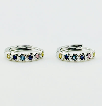 Luisa 925 sterling hoop earrings with blue rhinestones