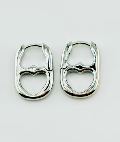 Heart shaped sterling silver can openers earrings