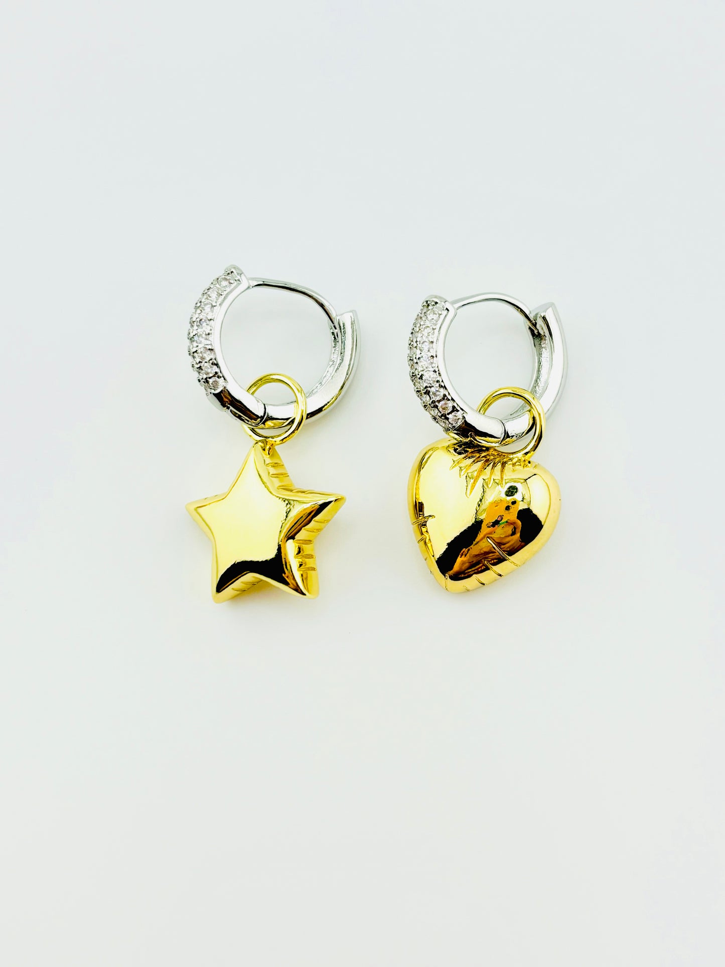 Mejia ballon silver and 18k gold filled dangling hoop earrings