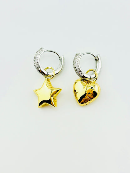 Mejia ballon silver and 18k gold filled dangling hoop earrings