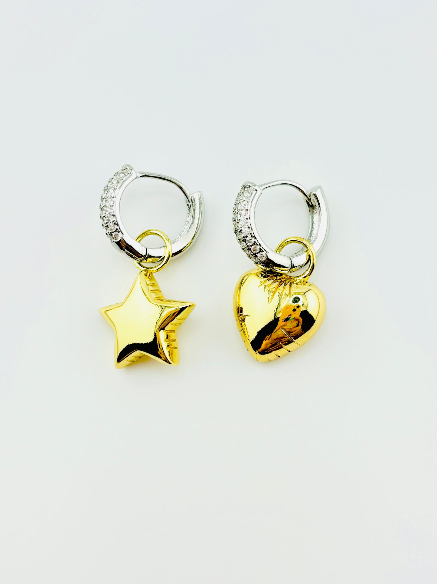 Mejia ballon silver and 18k gold filled dangling hoop earrings