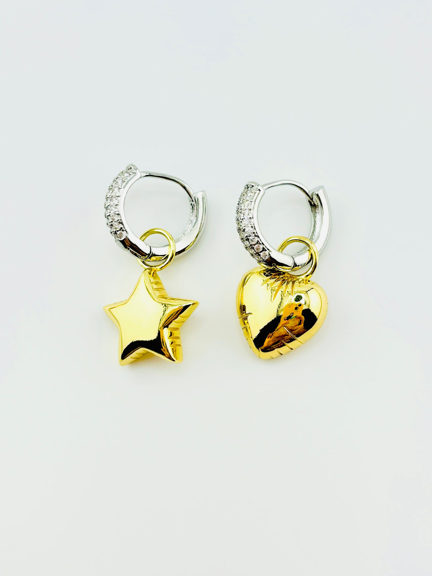 Mejia ballon silver and 18k gold filled dangling hoop earrings