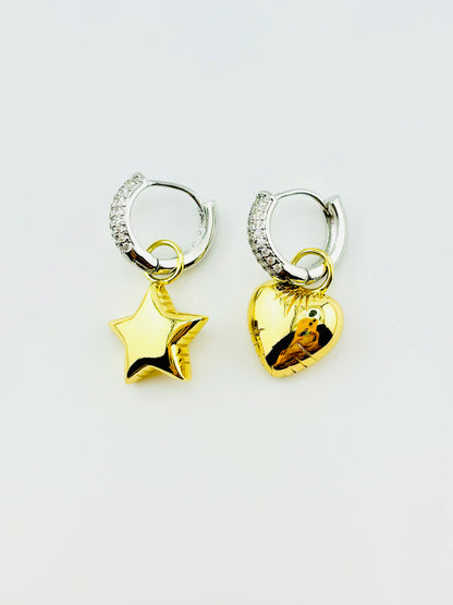 Mejia ballon silver and 18k gold filled dangling hoop earrings